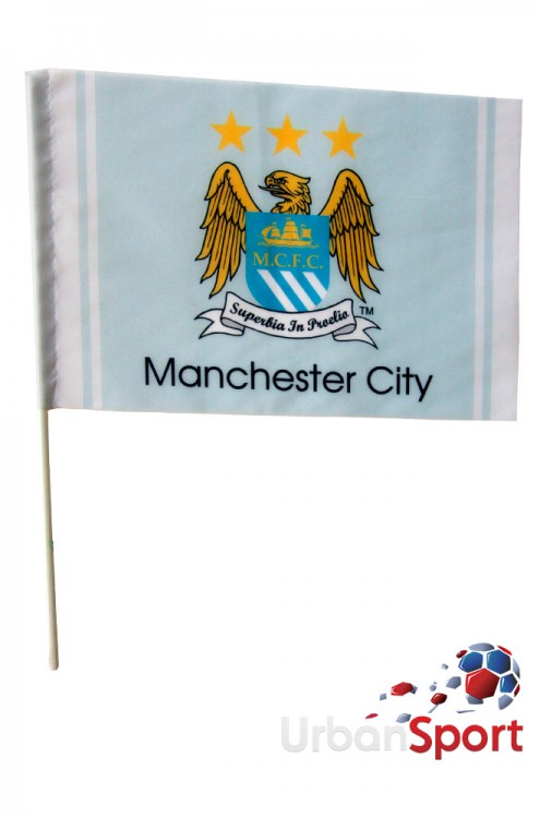 Флаг ФК Манчестер Сити с флагштоком 